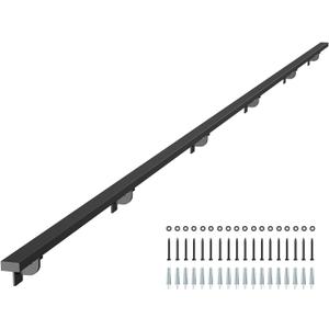 VEVOR Wall Mounted Stair Handrail, 15ft Black Aluminum Staircase Handrail Indoor, 250lbs Load Capacity, Industrial Railing Hand Rail for Steps, Square Tube for Loft Porch Deck, 6 Sections
