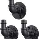 3 Pack Industrial Style Robe Towel Hook Wall Mounted Metal Iron Pipe Coat Hanger Hat Holder Bag Rack for Bathroom Bedroom Kitchen, Rust Free, Black