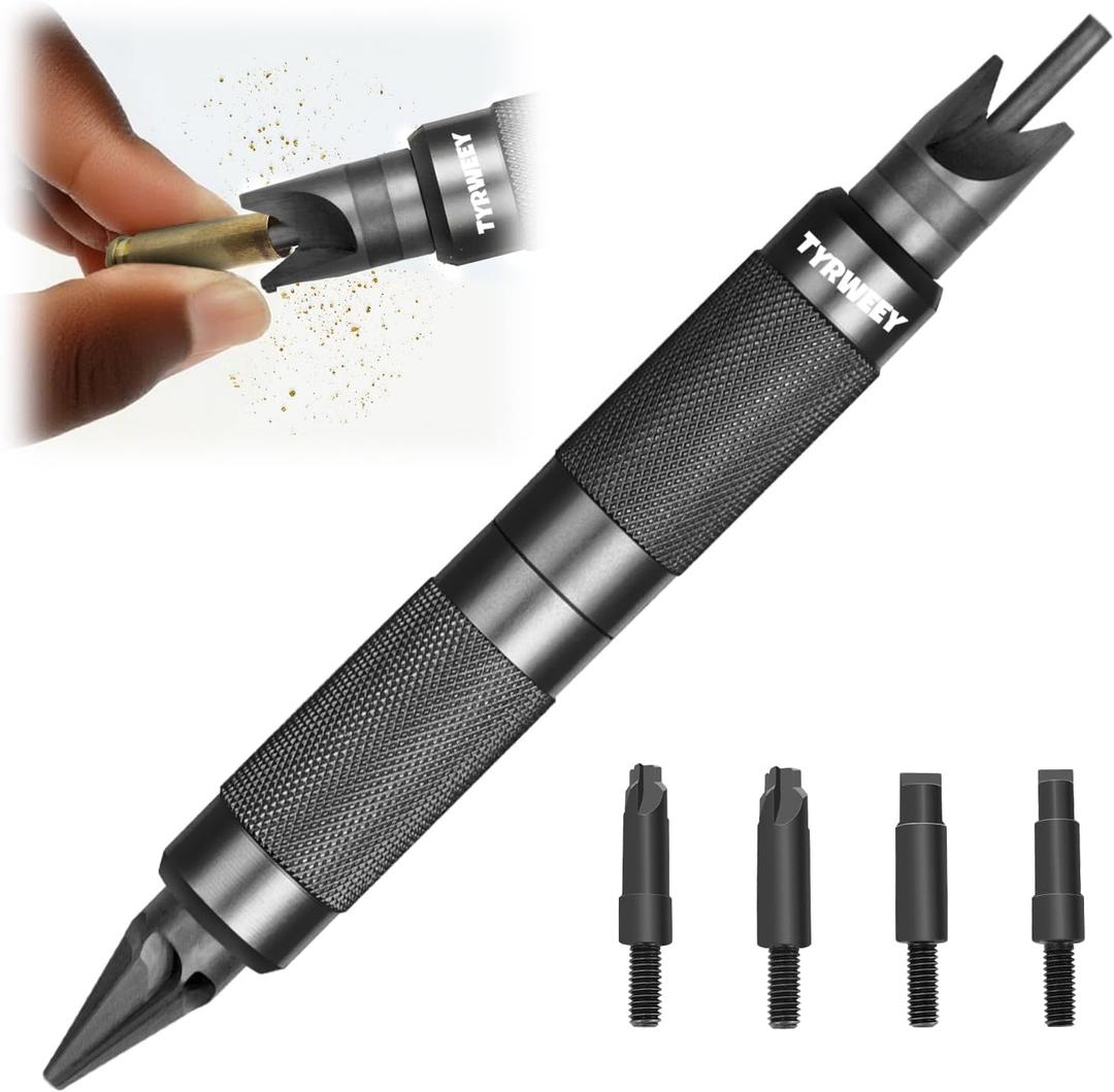 Case Prep Multitool, Case Chamfer Deburring Tools for Reloading, Primer Pocket Reamers and Cleaners for Removing Crimps(Black)