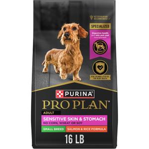 Purina Pro Plan Sensitive Skin and Stomach Dog Food Small Breed, Adult Salmon & Rice Formula - 16 lb. Bag, Best By September 20