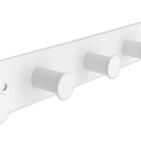 Coat Rack Wall Mounted, White Coat Hooks Adhesive & Screw in, Stainless Steel Door Hooks for Hanging Hat Towels Clothes, Hook Rail with 8 Round Hangers
