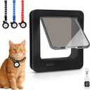 Smart Cat Door for Interior & Exterior, Flap Opening is 7.67 (H) by 7'' (W), RFID Cat Pet Door with 3 RFID Collar Sensor Keys & 1 Remote & 4 Way Locking Cat Flap, Automatic Opening Cat Door (Black)