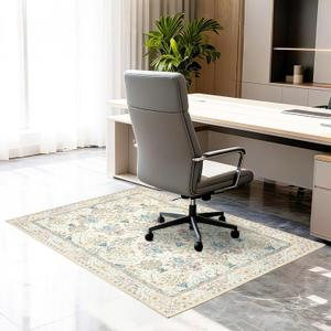 Office Chair Mat for Hardwood Tile Floor, 36"x48"Anti-Slip Under Desk Carpet Protector for Rolling Computer Chair Mat, Machine Washable Office Area Carpet (Chenille,Buttery Yellow)