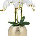 Gold Ceramic Flower Vase Home Decor Vase Centerpieces Vases Metallic Round Bowl Vases for Living Room,Bedroom,Kitchen,Countertop