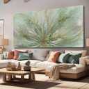YJYart Abstract Wall Art Green and Gold Hand Painted Oil Painting Blossom Botanical Large Picture for Living Room Bedroom Kitchen Office, 58"L x 29"W, Green