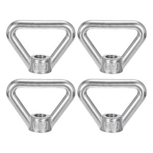 uxcell M12-1.75x64x50mm Lifting Eye Nuts, 4 Pcs 304 Stainless Steel Triangle Shape Threaded Nut Fastener for Home Repairs Rope Fitting