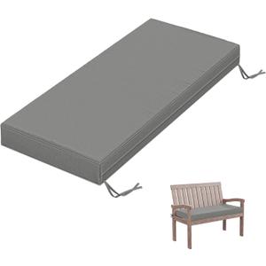 Tounosnt Outdoor Bench Cushion 42×18×3.5 in Thick Waterproof Patio Furniture Cushions, Patio Porch Swing Replacement Seat Pad with Tie Straps and Anti-Slip, for Backyard Garden, Light Grey