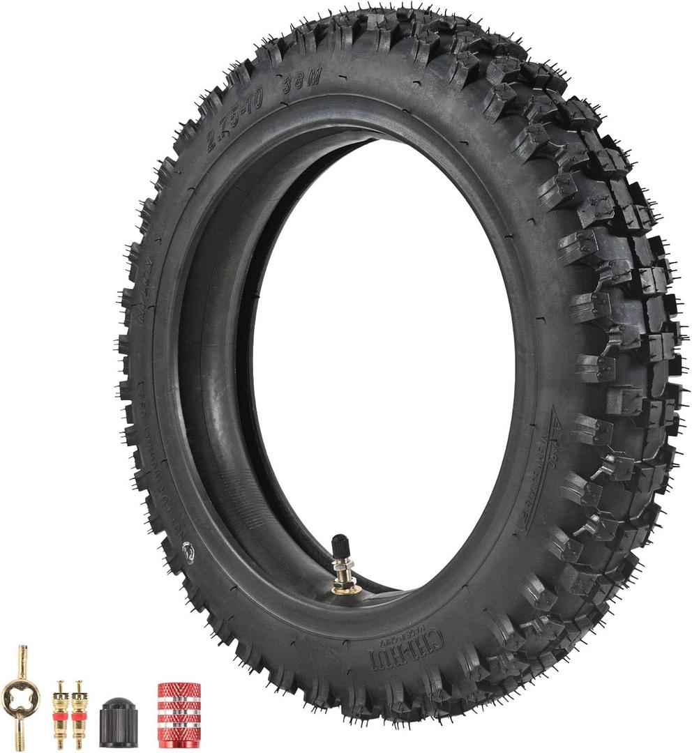2.75-10" Off-Road Tire and Inner Tube Set - Most 49cc, 50cc, and 70cc Dirt Bike Tire with 10-Inch Rim Replacement Compatible with CRF50/XR50, DRZ70/JR50, and PW50 (2.75-10")