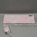 Wireless Keyboard and Mouse Combo, Full-Sized Quiet Wireless Keyboard and Adjustable DPI Mouse, 2.4GHz USB Receiver, Keyboard and Mouse for PC, Windows, Desktop, Laptop (Pink and White-B)