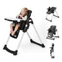 Tinyiota 4 in 1 High Chair for Babies and Toddlers with Wheels, 8-Height Adjustable & 3-Position Recline, Easy Clean, Dishwasher Removable Tray, Foldable HighChair for Infant, Meets ASTM Safety, Black