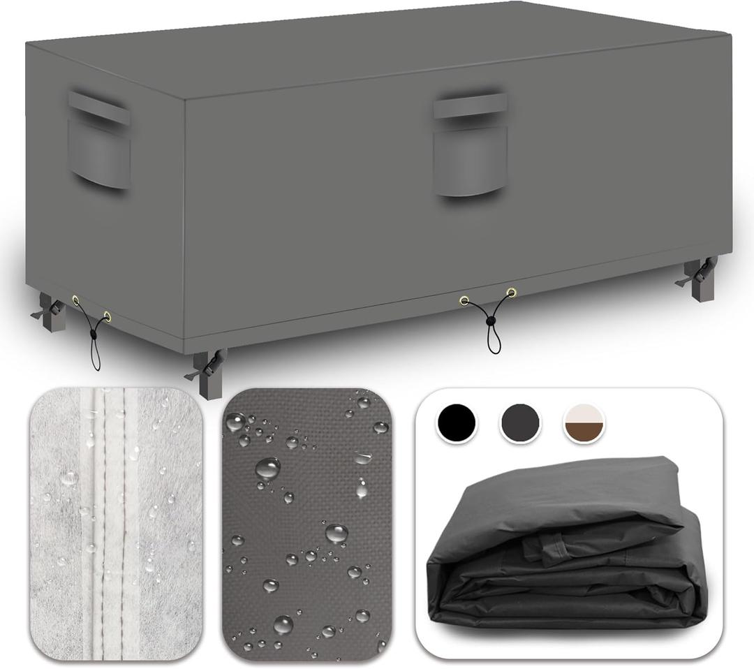 Heavy Duty Patio Furniture Covers Waterproof, 600D Outdoor Furniture Cover Waterproof for Sectional Sofa Couch, Outdoor Dining Table and Chair Set Covers 98''L x 78''W x 32''H, Grey