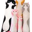 Long Cat Plush Pillow Soft Cat Hugging Pillow Stuffed Animal Pillow Cute Kitty Sleeping Throw Pillow Gift for Kids (130cm/51.18inch, Gray)