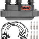 Set of 1 Ignition Coil Pack and 6 Spark Plugs with Wire Set Compatible with Ford Mustang Ranger 4.0L V6 2001-2011 Replacement for FD480 FD490 26686 DG452, DG-452, DG455, DG-455