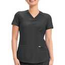 Cherokee Form Scrub Tops for Women, Stretchy V-Neck Knit Scrub Top CK840, M, Black