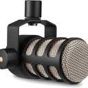RDE PodMic Cardioid Dynamic Broadcast Microphone with Integrated Swing Mount for Podcasting, Streaming, Gaming, and Voice Recording, Black