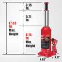 BIG RED 8 Ton (16,000 LBs) Capacity Hydraulic Welded Bottle Jack, TAM90803B