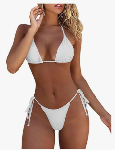 Women's 2 Piece Swimsuit Halter String Bikini Adjustable Bathing Suit, Small