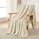 Joydeco Chunky Cable Knit Throw Blanket, Lightweight 100% Cotton Soft Cozy Throw Twin Blanket for Couch Bed and Sofa, Rustic Breathable Farmhouse Blanket Gift for Women Men(Cream White, 60"x80")