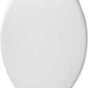 BEMIS 1900SS Commercial Heavy Duty Closed Front Toilet Seat with Cover, Industrial Seat with Chrome No Slam Hinges, Made in USA, Elongated, White