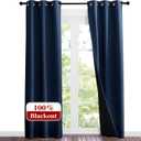 NICETOWN Complete 100% Blackout Curtain Set, Thermal Insulated & Energy Efficiency Window Draperies for Guest Room, Full Shading Panels for Shift Worker and Light Sleepers, Navy Blue, 37W x 84L, 2 Pcs