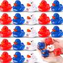 Sratte 50 Pcs Patriotic Rubber Ducks 2'' Blue Red White Mini Ducks in Bulk for USA 4th of July Memorial Day Independence Day Party Favors Decor Supplies Star Rubber Baby Bath Toys for Kids Adults