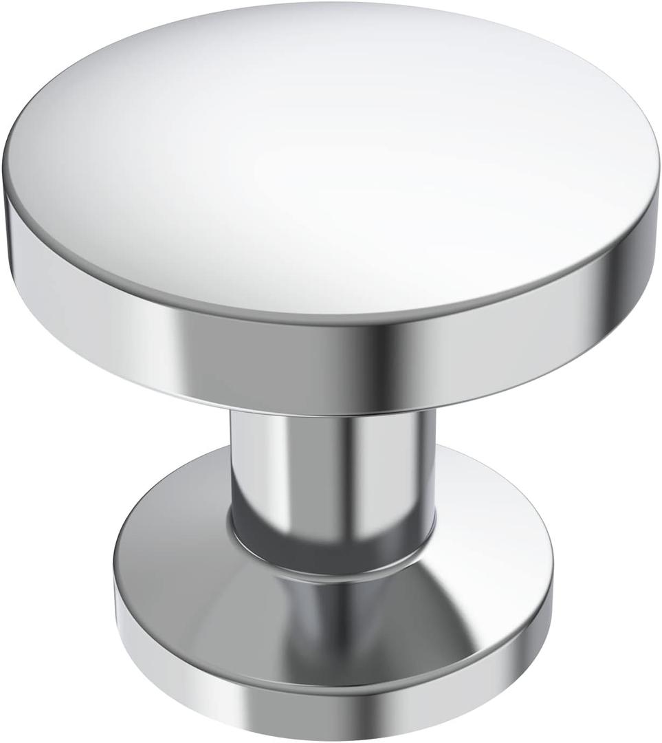 Alzassbg 15 Pack Polished Chrome Cabinet Knobs, 1.1 Inch(30mm) Diameter Round Cabinet Knob Hardware for Kitchen Dresser Drawer AL6044CP