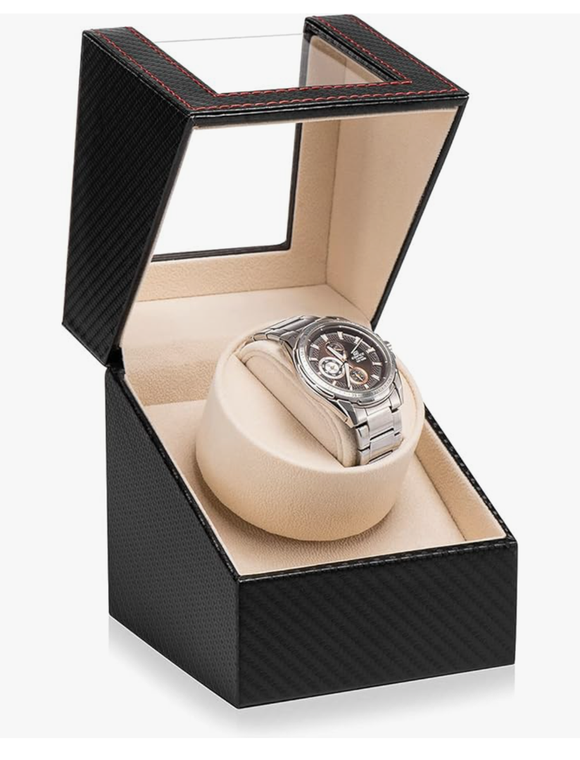 Automatic Single Watch Winder for Automatic Watches,Rotating Watch Case with Japanese Quiet Motor，AC Adapter or Battery Powered