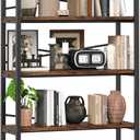 5 Tier Bookshelf 31.49" Width, Tall Book Shelf Storage and Organization, Wooden and Metal Industrial Bookcase, Large Book Shelves for Home Living Room Bedroom Office Storage(Vintage)