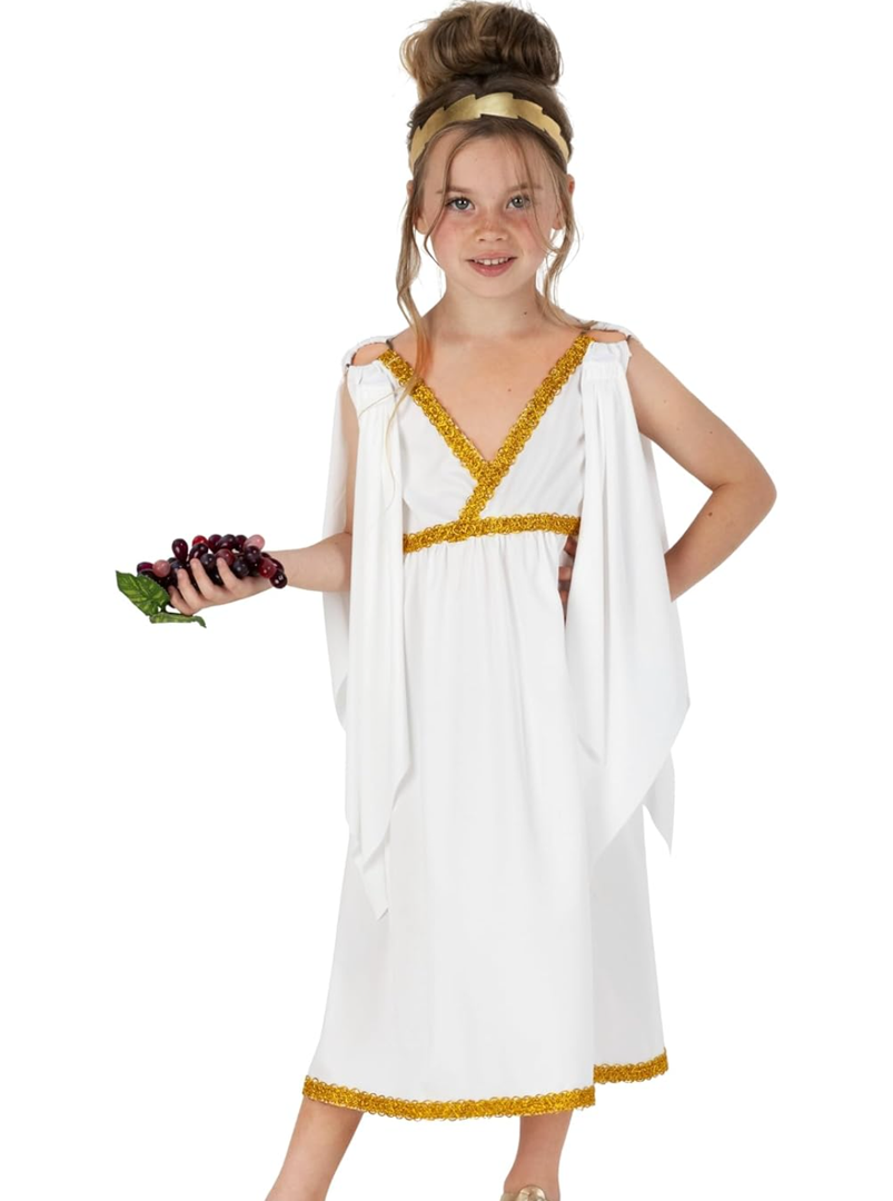 fun shack Kids Greek Goddess Costume Girls, Toga Costume Kids, Athena Costume Greek Costume Girls, Girls Goddess Costume ,Size S 