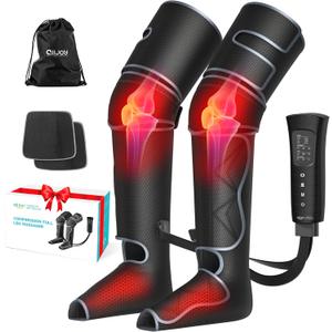 Leg Massager, ALLJOY Leg Air Compression Massager for Circulation and Pain Relief,2 Heat Levels Foot/Knee Massager,6 Modes with Memory Function Controller, Full Leg Massager, Gift For Women Men