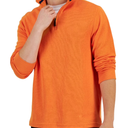 Zengjo 1/4 Zip Pullover Mens Running Shirt Long Sleeve (S, Orange)