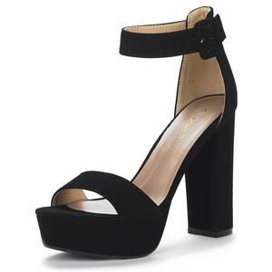 DREAM PAIRS Women's Platform Heel Sandals, Open Toe Ankle Strap Heel Fashion Wedding Party Dress Sandals Shoes Size 5 Black
