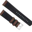 BARTON Leather and Rubber Hybrid Straps with Integrated Quick Release Spring Bars - 316L Stainless Steel - Choose Color - 18mm, 20mm & 22mm Watch Bands (Walnut)