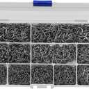 HETH 2000pcs Fishing Worm Hooks High Carbon Steel Wide Gap Offset Fishing Hook Set for Saltwater and Freshwater with 10 Sizes