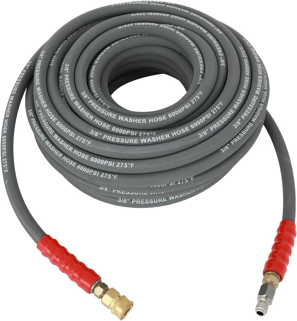 OCPTY Hot Water Pressure Washer Hose 3/8" x 100ft 6000 psi Non-Marking 2-Braid R2 Gray