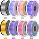 JAYO 3D Printer Filament Bundle, PLA Silk Filament Bundle Multicolor, Shiny Silk PLA Filament 1.75mm, Fast Color Change Rainbow Filament, Individually Vacuum Packed, 250g Spool, 8 Rolls, 2kg in Total