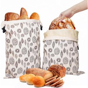 OHIYO Reusable Beeswax Bread Bags for Freezer & Refrigerator, 17"13" Natural Beeswax-Lined Cotton Storage Bags Airtight Freshness Keeper for Homemade, Bakery Essentials (2 Pack)
