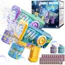Bubble Gun with Bubble Solution - Transparent, Electric, Leak-Proof, Bubbles Machine with RGB Lights, Ideal Gift for Kids Ages 3-8 Birthday, Toys for 3 4 5 6 7 8 Years Old Boys Girls
