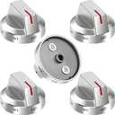 AMI PARTS DG94-03500A/Z for Samsung Stove Knob Replacement (5PCK) and DG94-04167 DG94-03500U Gas Stove Knobs-Models NX60T8111SS NX60T8311SS NX60T8711SS for Samsung Oven Burner Top Stove knobs (Silvery)