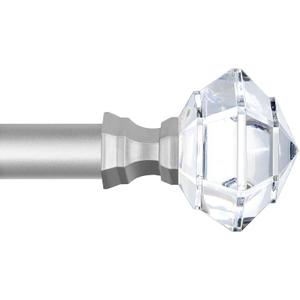 TONIAL Curtain Rods 32 to 58 Inch(2.6-4.8ft), Telescoping Splicing 3/4 Single Rods for Windows 20 to 53 Inch(1.7-4.4ft) Decorative Drapery Rod with Acrylic Diamond Finial, Nickel