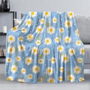 Fresh Daisy Flowers Throw Blanket Lightweight Classic Daisy Flannel Throw Soft Comfy Plush Blanket for Sofa Office Traveling Camping Home (Fresh Daisy,50x60in)