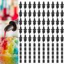 100 Pcs Bottle Pourers Syrup Pour Spouts Including Snow Cone Syrup Alcohol Liquor Bottle Pourers and Rubber Dust Cap Covers Dispenser Accessories