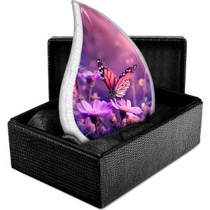 Trupoint Memorials Small Urns for Human Ashes Keepsake, Decorative Mini Cremation Urn for Adult Men & Women  Small, Purple Blue Butterfly Teardrop