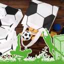 BOXOB 12pcs Soccer Party Favor Bags, Football Theme Goodie Bags Reusable Non Woven Totes with Handles for Candy Snack Treat Birthday Games Sports Events Team Gifts
