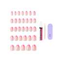 Kiss CORE, Press On Nails, Nail glue included, 'Shining Bright', Pink, Short Size, Almond Shape, Includes 32 Nails, 2g glue, 1 Manicure Stick, 1 Mini File