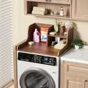 DTK Washer Dryer Countertop with Shelf,27.5" D x 27" W x 11.8" H Wood Countertop for Washer and Dryer,Laundry Countertop with Anti-Slip Strips and Edge Rails,Dryer Countertop for Laundry Room(Walnut)