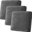 H.VERSAILTEX Velvet Stretch Couch Cushion Cover Plush Cushion Slipcover for Chair Loveseat Sofa Cushion Furniture Protector Seat Cushion Sofa Cover (3 Piece XL Sofa Cushion Covers, Grey)
