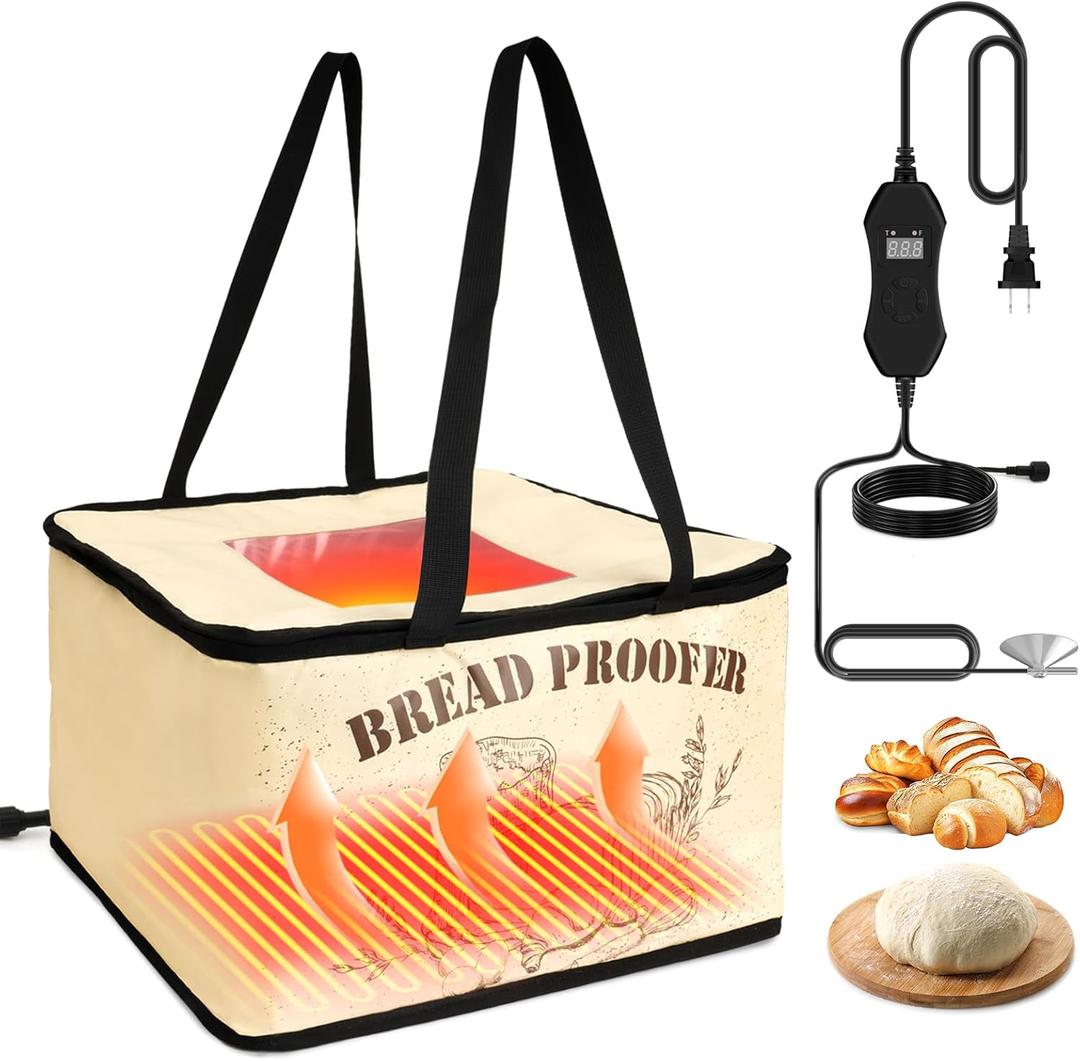 Sourdough Bread Proofer Warming Box Foldable Bread Warming Mat Collapsible Proofing Box for Dough Yogurt Fermentation with Adjustable Temperature & Timer Controller