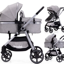Lortsybab 2 in 1 Baby Stroller, Newborn Infant Toddler Convertible Pram Stroller for 0-36 Months Old Babies (Grey)