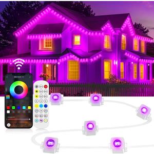 Permanent Outdoor Lights Pro, 50ft RGB LED Eaves Lights, IP67 Waterproof with Smart App&Remote Control,for Christmas,Party, Daily, Halloween and All Holiday Decor